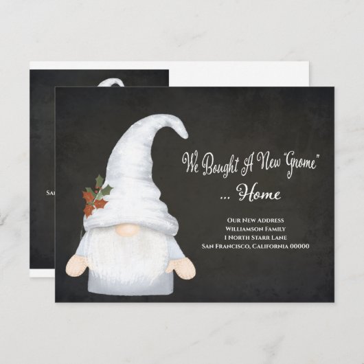 Funny Gnome Wir haben neue Adresse Urlaub Bewegung Ankündigung (Vorne/Hinten)