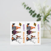 Funny Gnomen School Party Halloween Card Postkarte (Stehend Vorderseite)