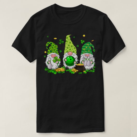Funny Gnomes Bowling Lover St Patrick's Day T-Shirt (Design vorne)