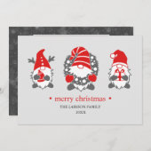 Funny Gnomes | Graues Weihnachtsfest - Foto Feiertagskarte (Vorne/Hinten)