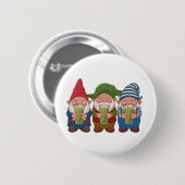 Funny Gnomes Holding a Matcha Drink Magical Button (Vorne & Hinten)