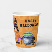 Funny Gnomes Jack o' Lantern Halloween Pappbecher (Rückseite)