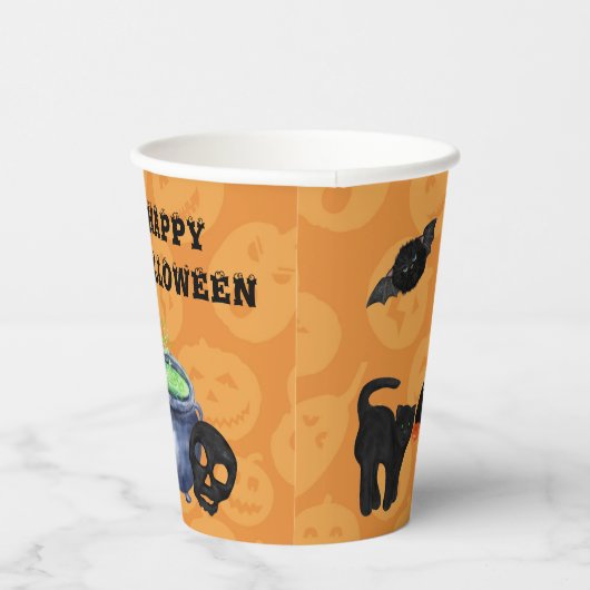 Funny Gnomes Jack o' Lantern Halloween Pappbecher (Rechts)