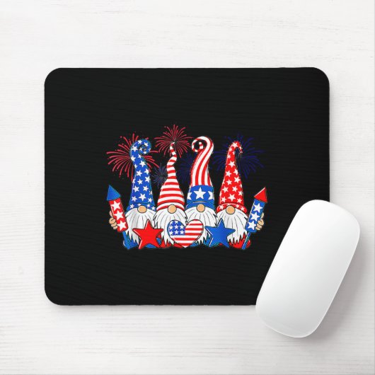 Funny Gnomes Patriotic American Flag Niedlich Gnom Mousepad (Mit Mouse)