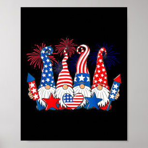 Funny Gnomes Patriotic American Flag Niedlich Gnom Poster
