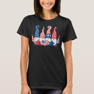 Funny Gnomes Patriotic American Flag Niedlich Gnom T-Shirt