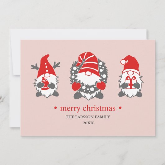 Funny Gnomes | Rosa Weihnachtsfeiertage Foto Feiertagskarte (Vorderseite)