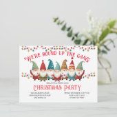 Funny Gnomes Weihnachts-Party Einladung (Stehend Vorderseite)