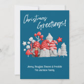 Funny Gnomes Weihnachtsgrüße Feiertagskarte (Vorderseite)