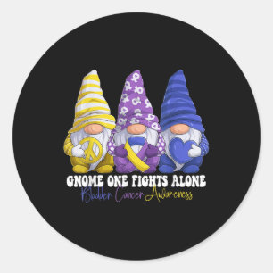Funny Gnomies Bladder Cancer Awareness Month Purpl Runder Aufkleber