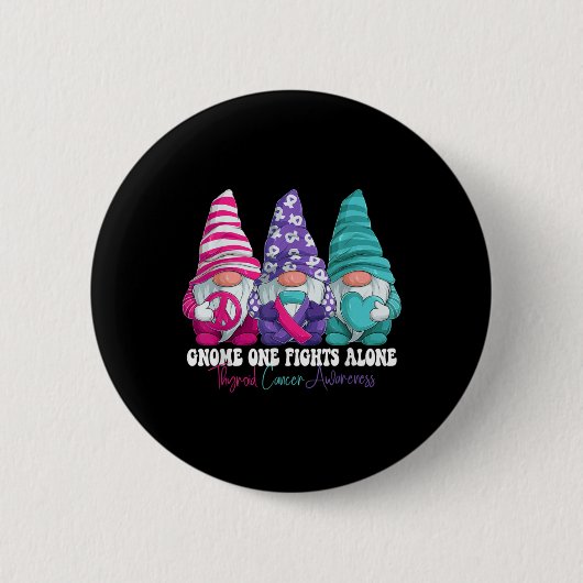 Funny Gnomies Thyroid Cancer Awareness Month Ribbo Button (Vorderseite)
