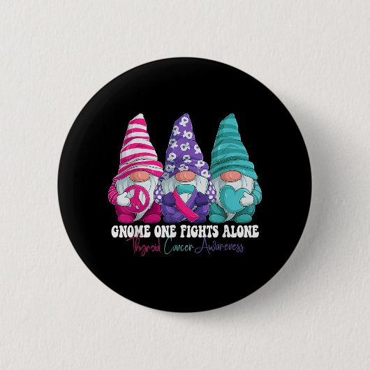 Funny Gnomies Thyroid Cancer Awareness Month Ribbo Button (Vorderseite)