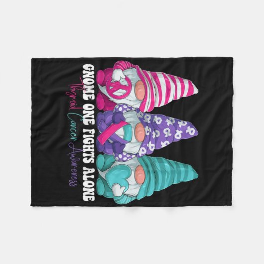 Funny Gnomies Thyroid Cancer Awareness Month Ribbo Fleecedecke (Vorderseite (Horizontal))