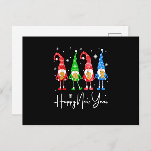 Funny Gnomies Weihnachts-Happy Neujahr Urlaub Bri Postkarte (Vorne/Hinten)
