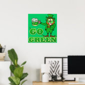 Funny "Go Green" Drink Leprechaun Poster (Heimbüro)