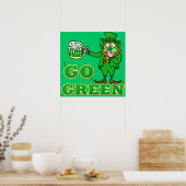 Funny "Go Green" Drink Leprechaun Poster (Küche)