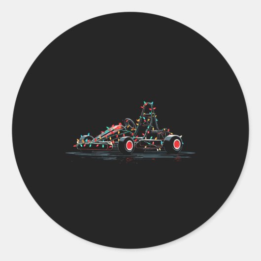Funny Go Kart Christmas Graphics Lights Lover Kart Runder Aufkleber (Vorderseite)