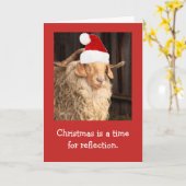 Funny Goat and Weihnachtsmannmütze Christmas Karte (Gelbe Blume)
