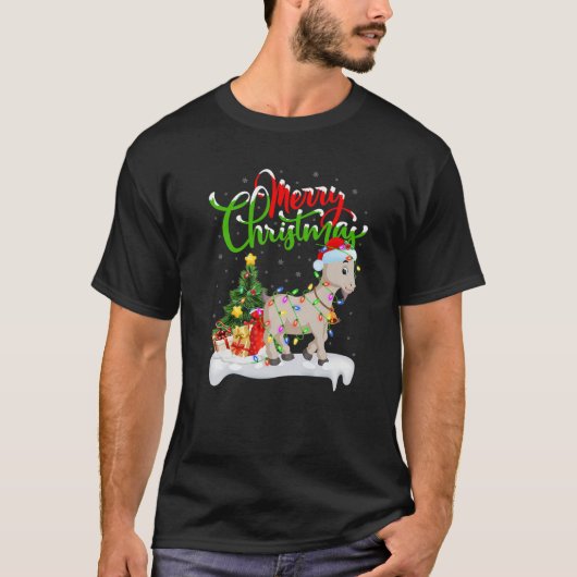 Funny Goat Animal Lover Xmas Lighting Goat Christm T-Shirt (Vorderseite)