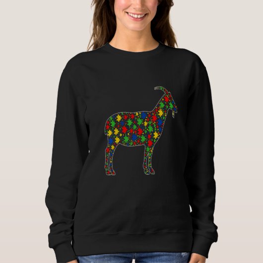 Funny Goat Animals Puzzle Stücke Autismus Bewussts Sweatshirt (Vorderseite)