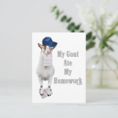 Funny Goat Ate Meine Hausaufgaben Postkarte (Stehend Vorderseite)