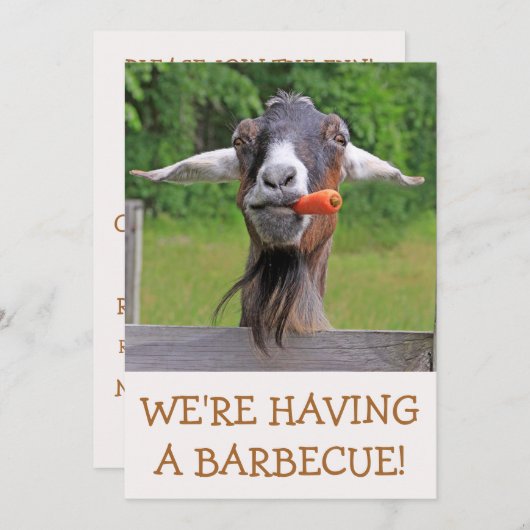 Funny Goat Barbecue Custom Einladung (Vorne/Hinten)