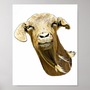 Funny Goat Face Farm Tierische digitale Kunstmaler Poster