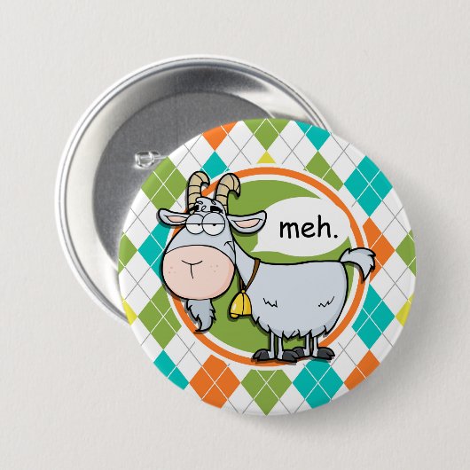 Funny Goat; farbenfrohe Raute Muster Button (Vorne & Hinten)