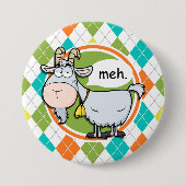 Funny Goat; farbenfrohe Raute Muster Button (Vorderseite)