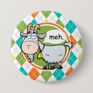 Funny Goat; farbenfrohe Raute Muster Button