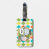 Funny Goat; farbenfrohe Raute Muster Gepäckanhänger (Rückseite vertikal)