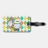 Funny Goat; farbenfrohe Raute Muster Gepäckanhänger (Rückseite horizontal)