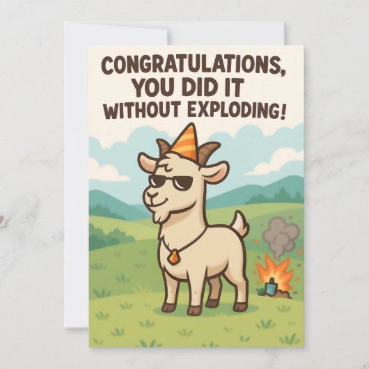 Funny Goat Greeting Card - Congratulations Dankeskarte (Vorderseite)