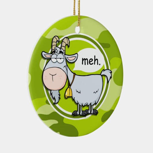 Funny Goat; hellgrüne Camouflage, Tarnung Keramik Ornament (Rechts)