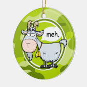 Funny Goat; hellgrüne Camouflage, Tarnung Keramik Ornament (Links)