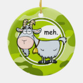Funny Goat; hellgrüne Camouflage, Tarnung Keramik Ornament (Hinten)