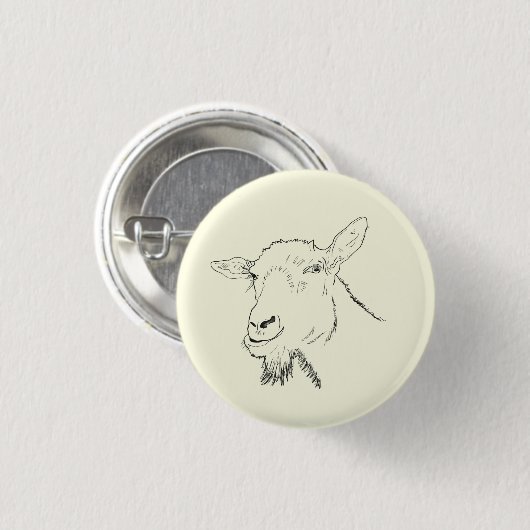 Funny Goat Line Zeichnend Tierkunstdesign Button (Vorne & Hinten)