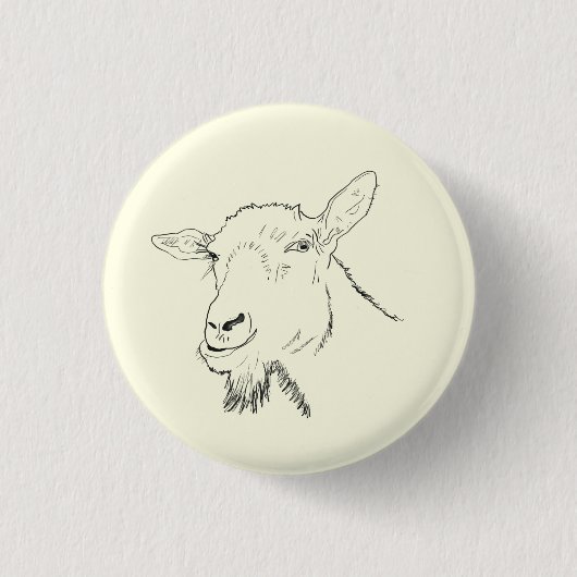 Funny Goat Line Zeichnend Tierkunstdesign Button (Vorderseite)