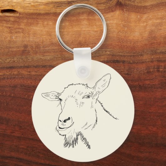 Funny Goat Line Zeichnend Tierkunstdesign Schlüsselanhänger (Vorderseite)