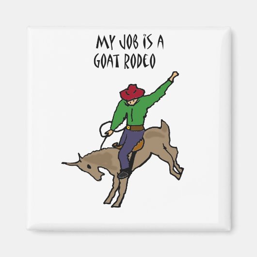Funny Goat Rodeo Job Spaß Cartoon Magnet (Vorne)