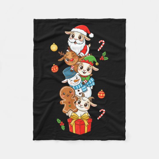 Funny Goat Santa Elf Snowman Christmas Womens Mens Fleecedecke (Vorderseite)