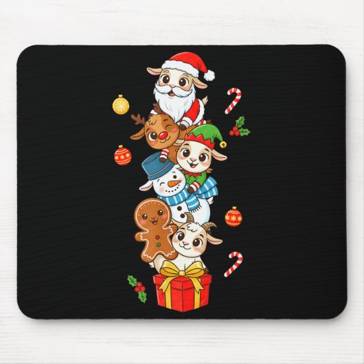 Funny Goat Santa Elf Snowman Christmas Womens Mens Mousepad (Vorne)