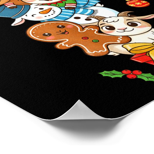 Funny Goat Santa Elf Snowman Christmas Womens Mens Poster (Ecke)