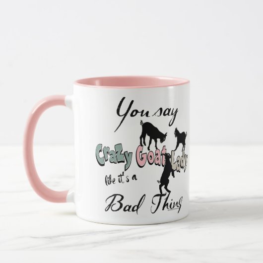 FUNNY GOAT | Sie sagen, Crazy Goat Lady SW Pastell Tasse (Links)