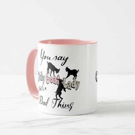 FUNNY GOAT | Sie sagen, Crazy Goat Lady SW Pastell Tasse (Vorderseite Links)