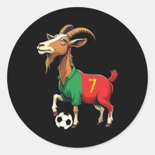 Funny Goat Soccer Football Grafik Männer Frauen Ki Runder Aufkleber