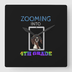 Funny Goat Virtual 4th Grader Zurück zur Schule 20 Quadratische Wanduhr