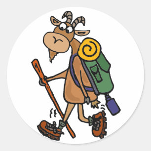 Funny Goat Wandern Runder Aufkleber