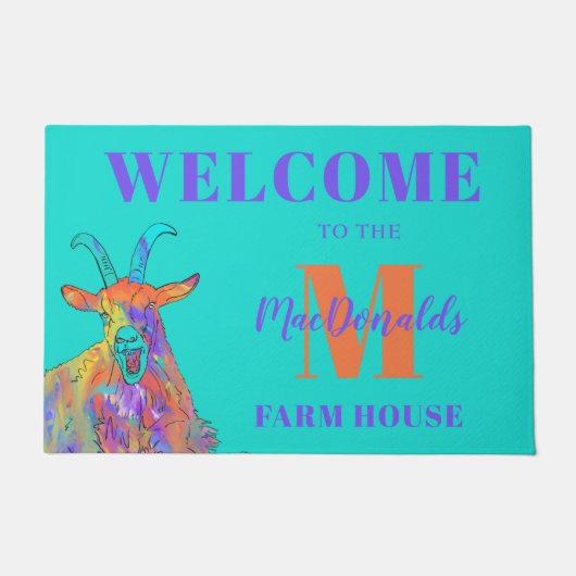 Funny Goat Willkommen Personalisiert Fußmatte (Vorderseite)