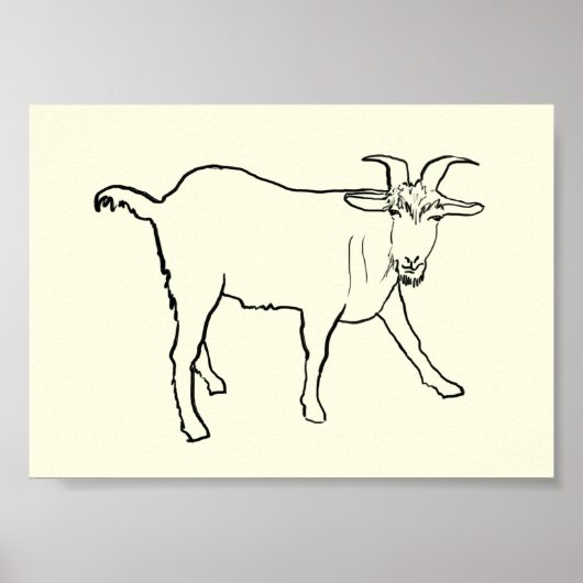 Funny Goat Zeichnend Quirky Cartoon Farm Tierart Poster (Vorne)